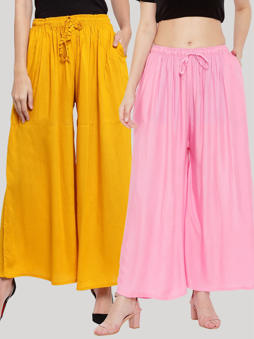 Clora Creation Women Multi Pack Of 2 Flared Knitted Palazzos