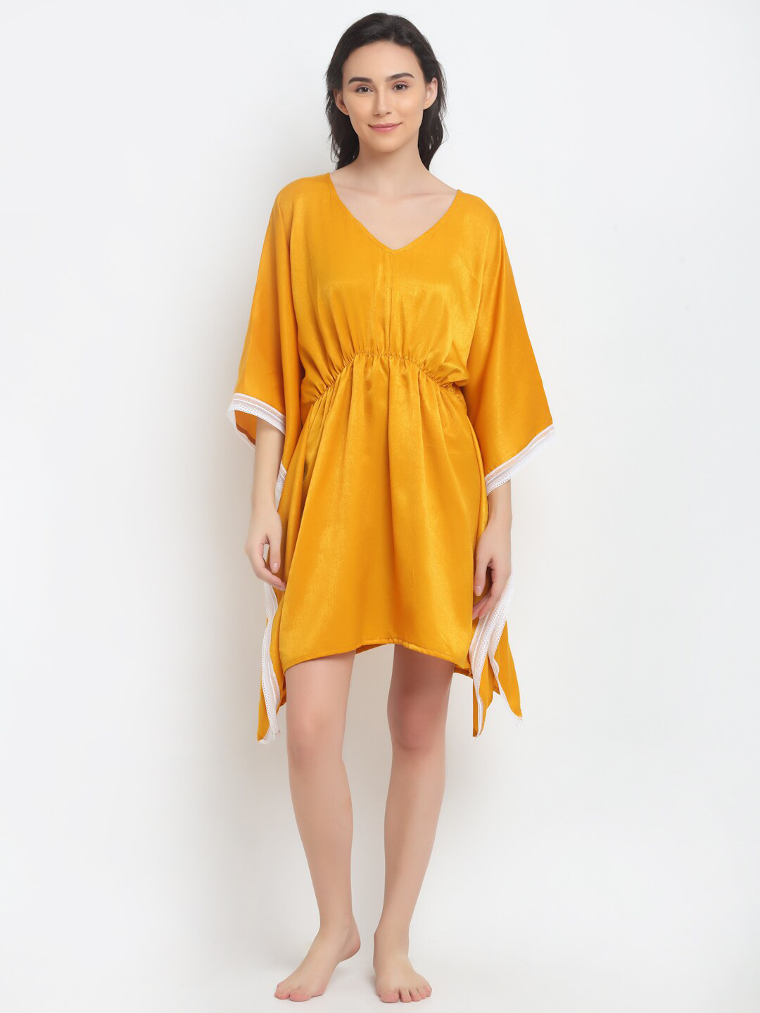 Aoba Mustard Yellow Kaftan Nightdress