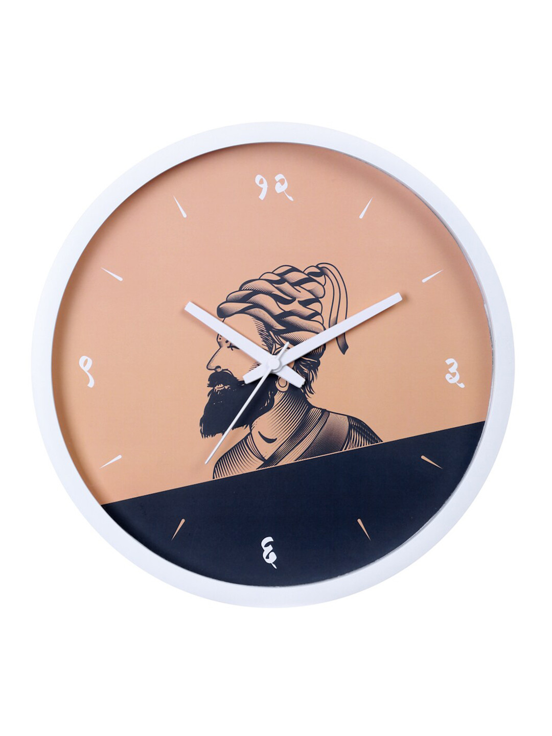 Bodh Design Orange & Navy Blue Printed Traditional Wall Clock