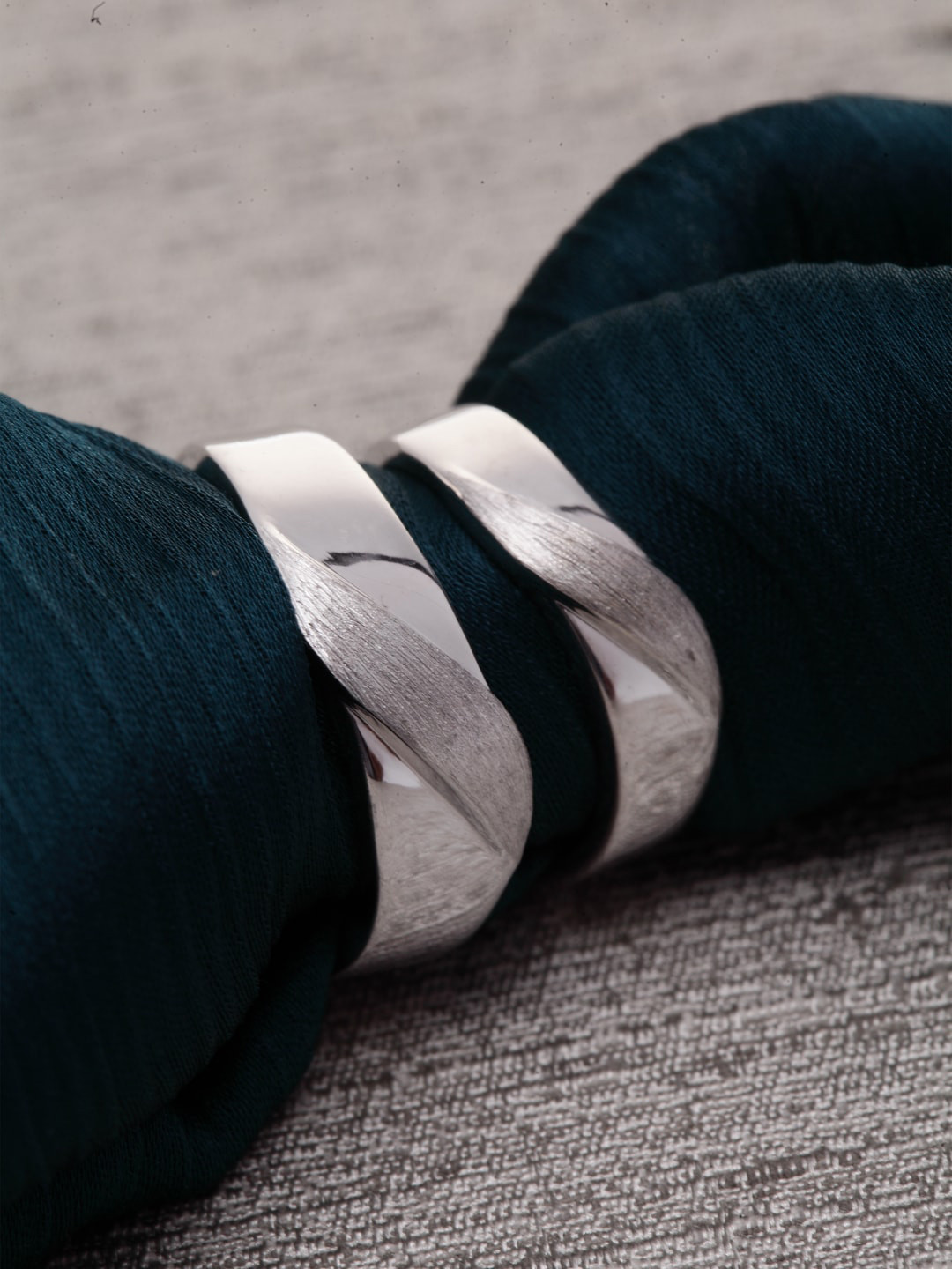 Clara Set Of 2 Sterling Silver Adjustable Couple Band Finger Rings