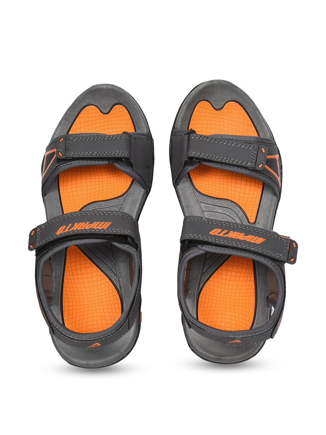 Ajanta Men Orange & Grey Canvas Comfort Sandals