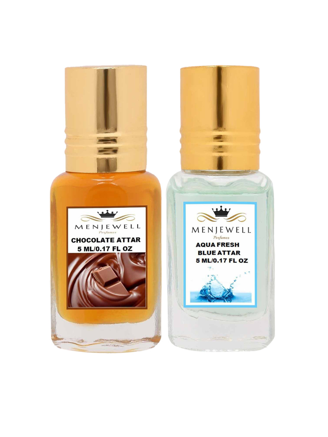 Menjewell Set of 2 Chocolate & Aqua Fresh Blue Attar 10 ml