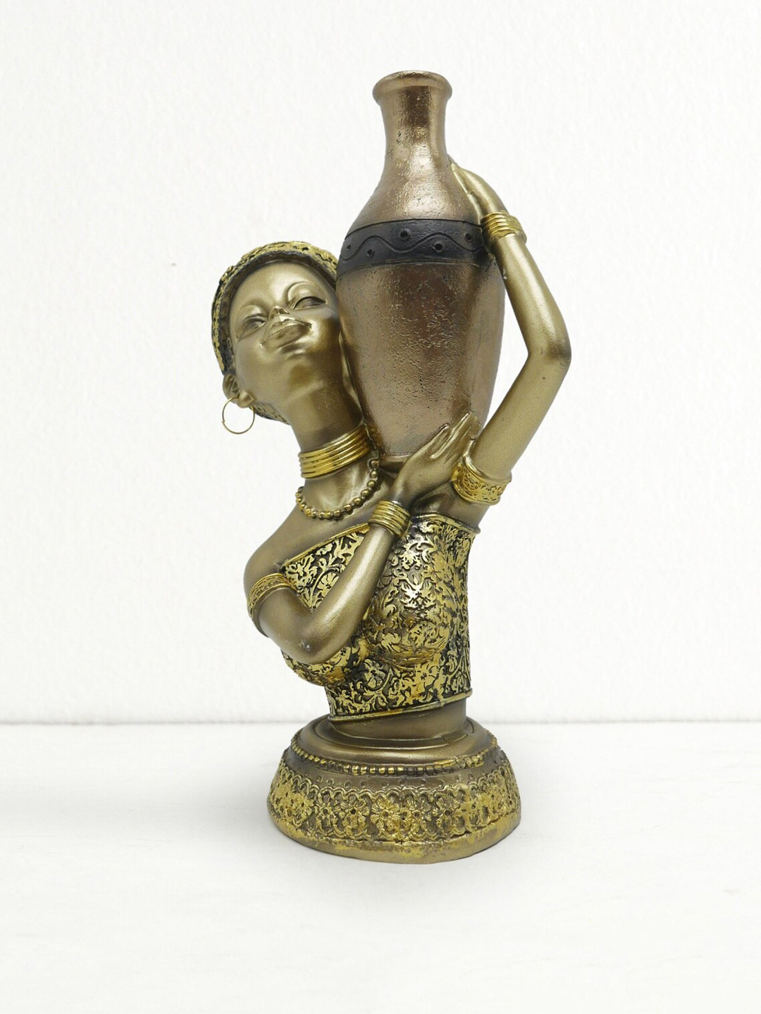 Home Centre Corsica African Gold Polyresin Natural Living Room Medium Showpiece - 10.4 Inches