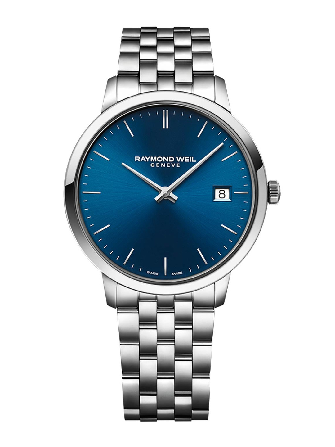 Raymond Weil Men Blue Dial & Silver Toned Stainless Steel Bracelet Style Straps Analogue Watch