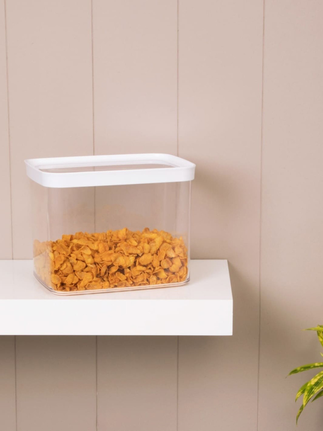 Home Centre Palestine Crown Loc Tite Transparent Plastic Air Tight Flip Top Canister-4.5L