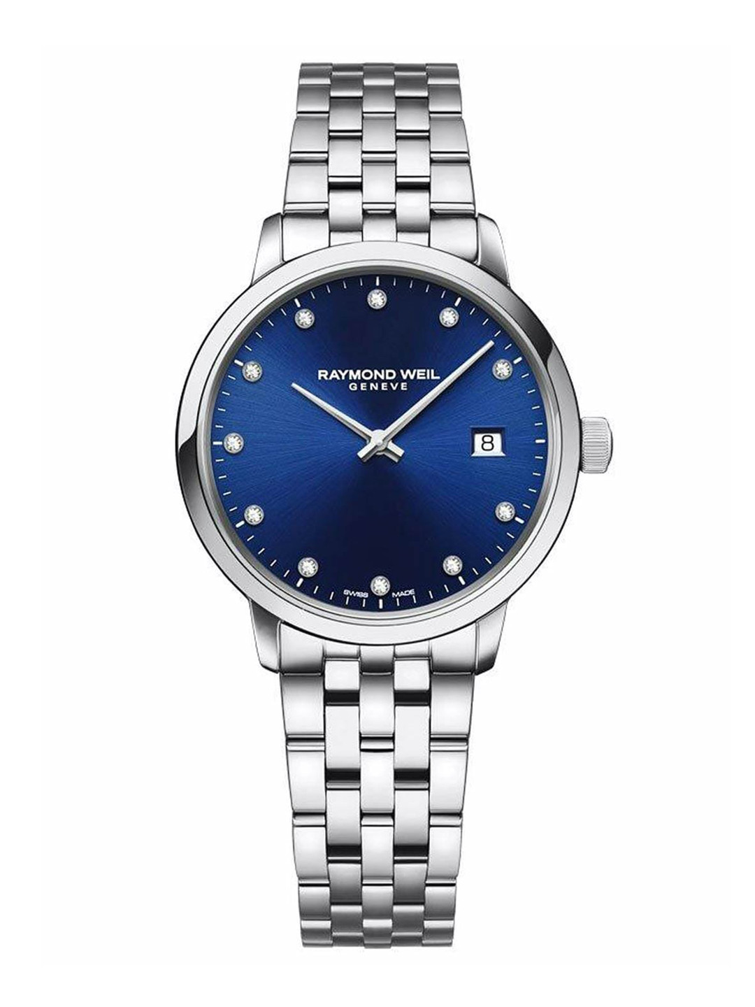 Raymond Weil Women Blue Dial & Silver Toned Stainless Steel Bracelet Style Straps Analogue Watch