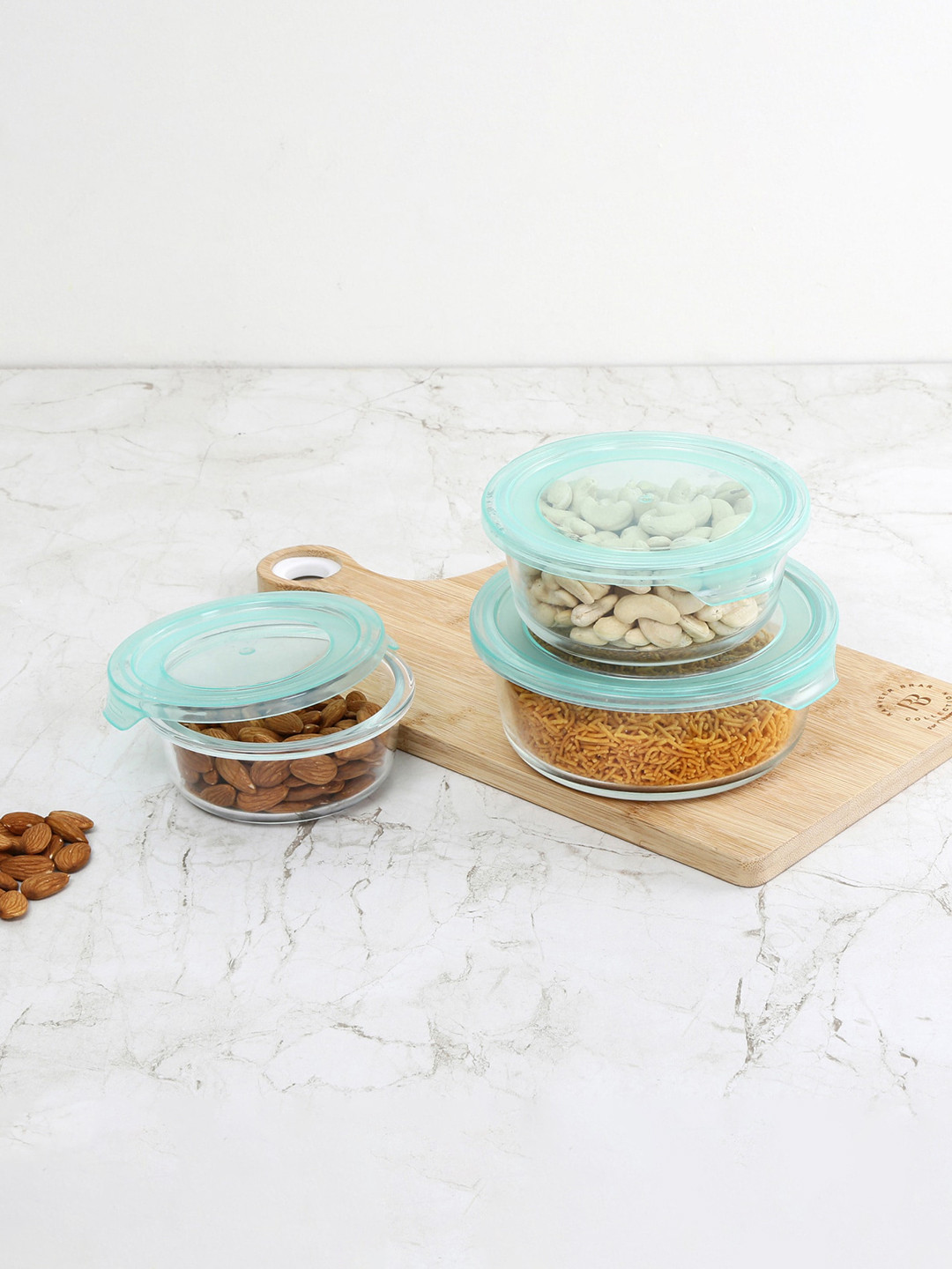 Home Centre Spinel-Becket Transparent Glass 3 Piece Clip-On Graduated Container