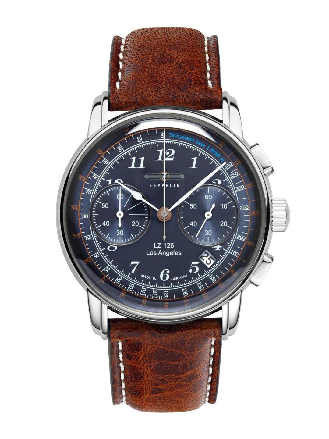 ZEPPELIN Men Blue Dial & Brown Leather Textured Straps Analogue Watch
