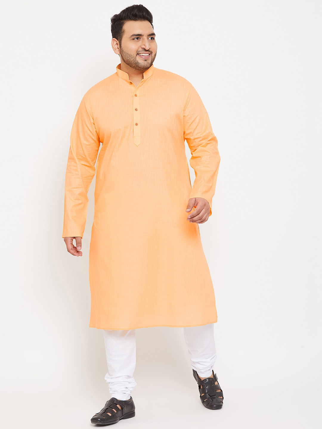 VASTRAMAY Men Orange Kurta with Pyjamas