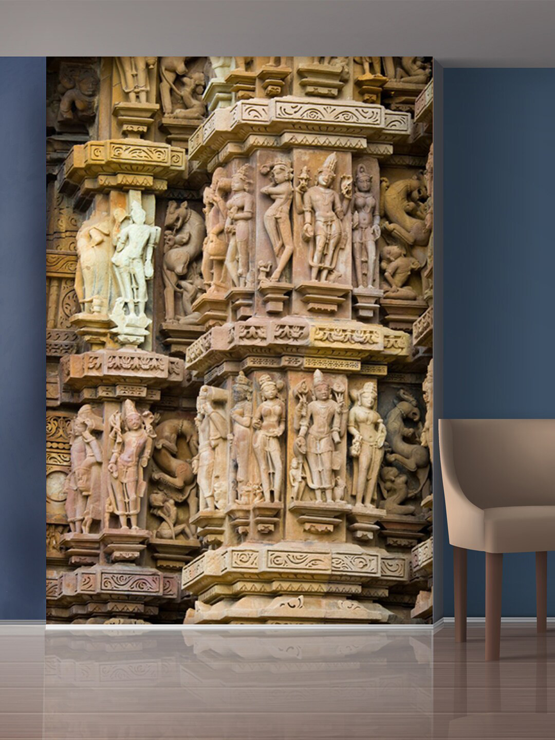 999Store Brown & Beige Artful Pillar Mural Wallpaper