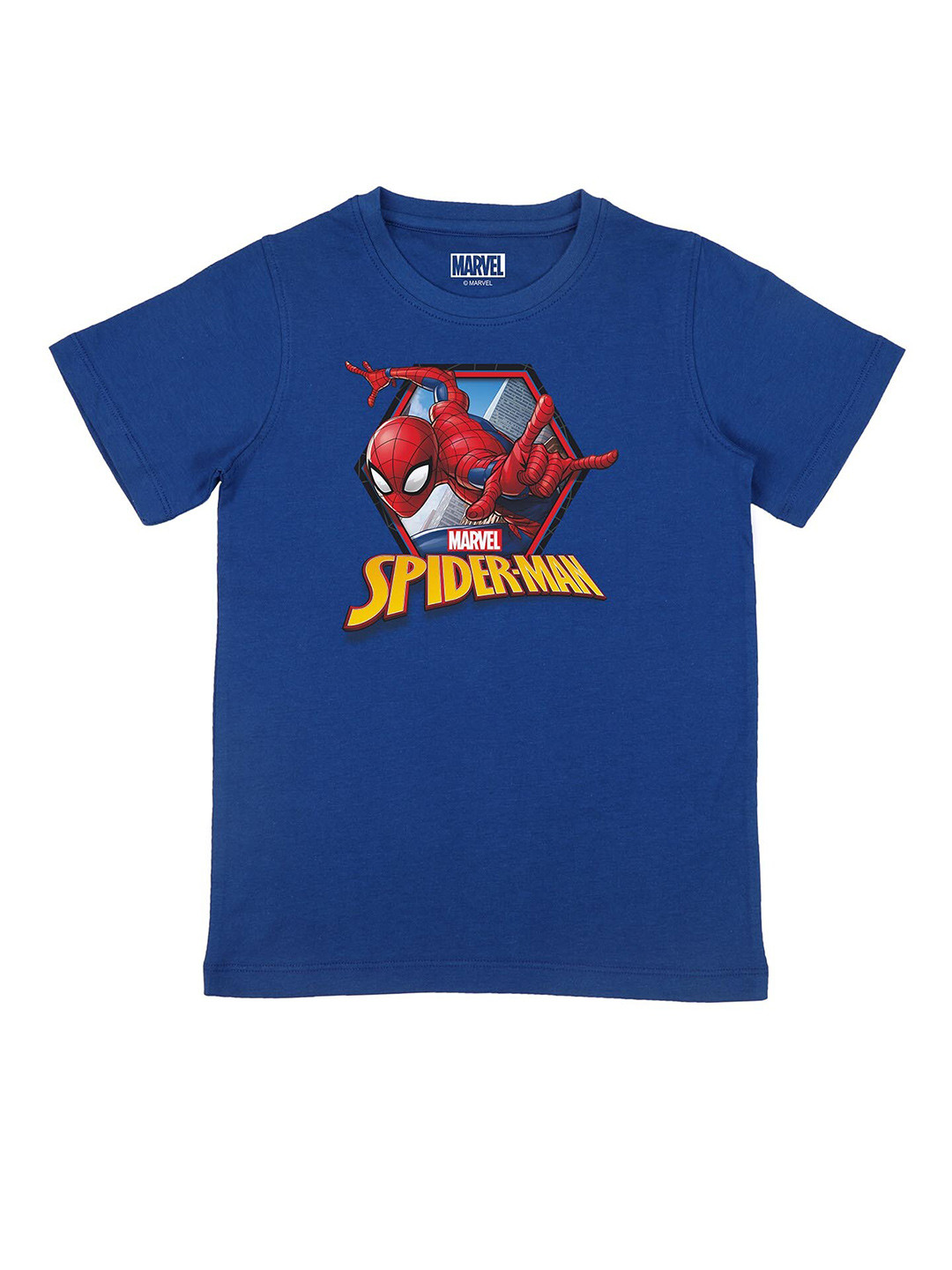 Marvel by Wear Your Mind Boys Royal Blue Spiderman Printed Cotton Pure Cotton T-shirt