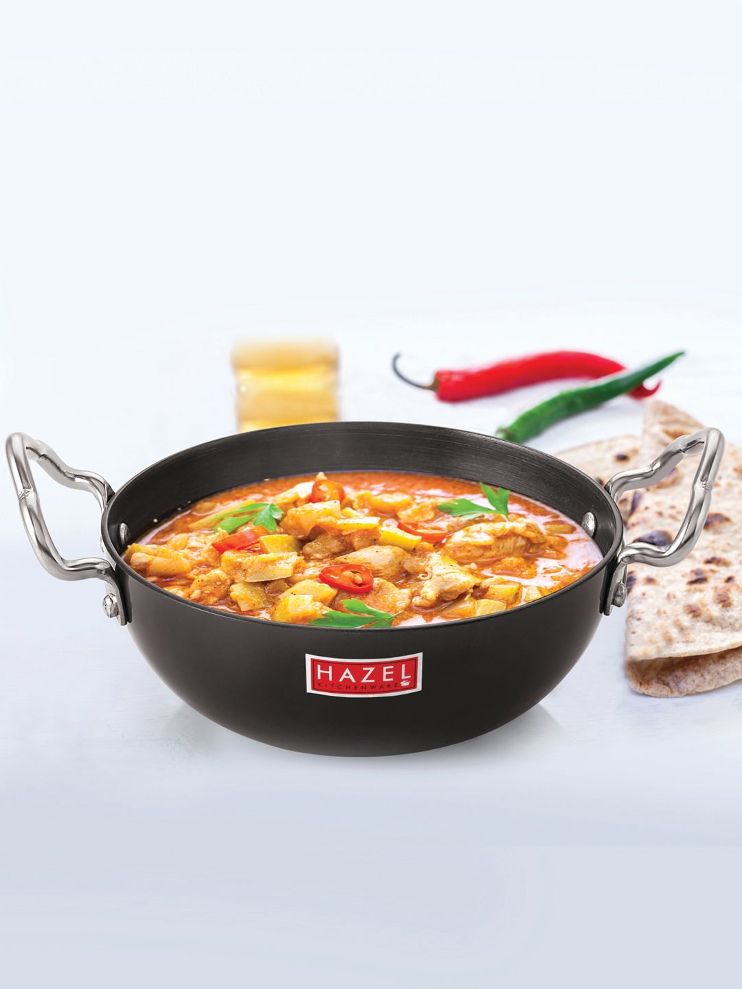 HAZEL Black Solid Hard Anodised Aluminium Frying Baby Kadhai