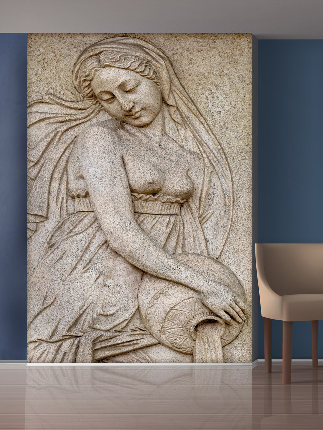 999Store White Sitting Lady Mural Wall Stickers