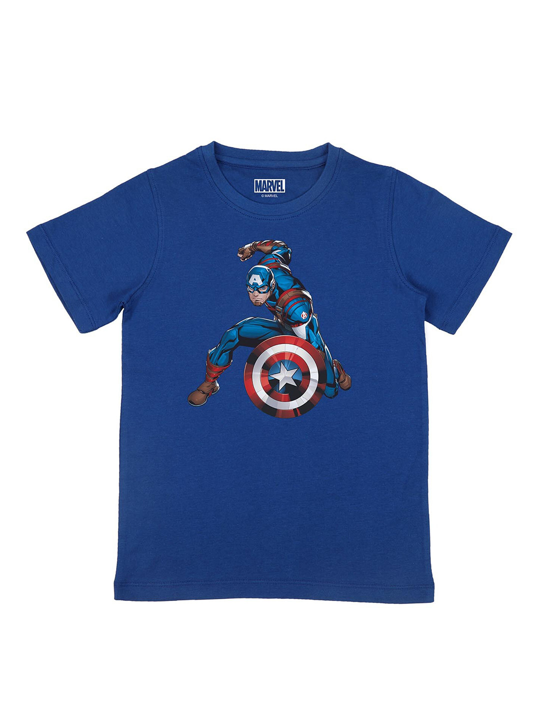 Marvel by Wear Your Mind Boys Blue Royal Blue Captian America Printed Pure Cotton T-shirt