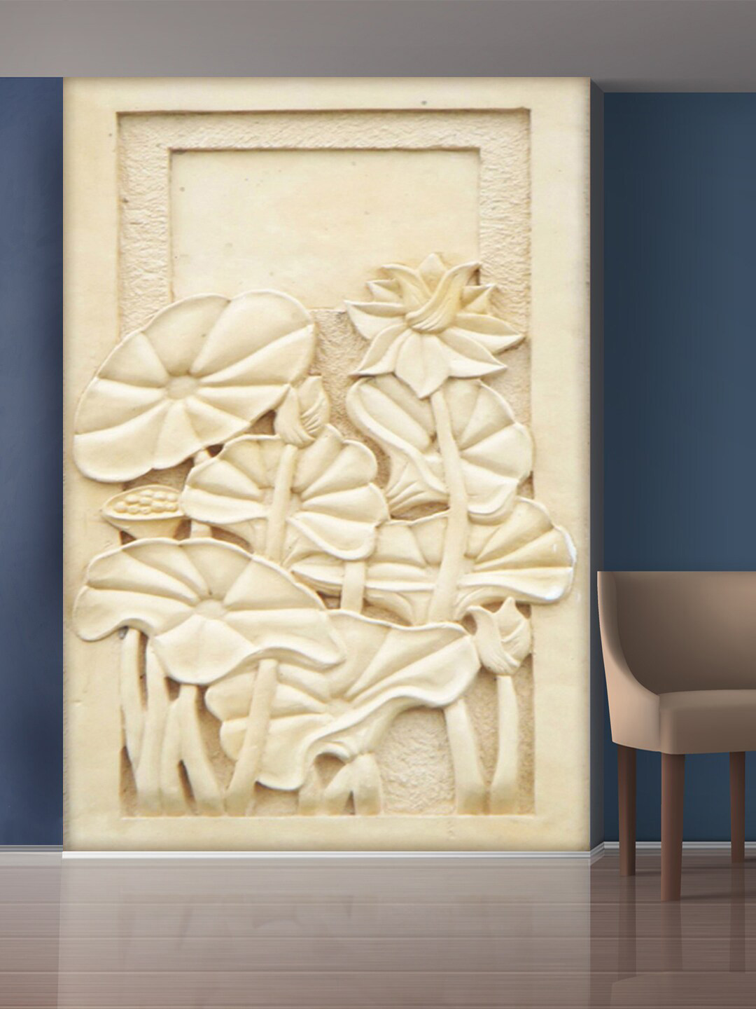 999Store White Flowers & Leaves Mural Wall Sticker