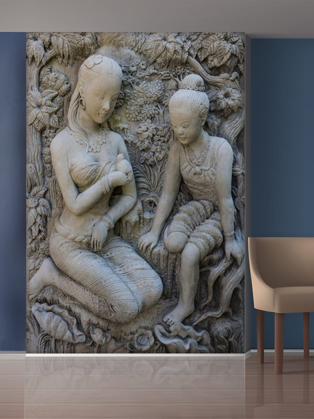 999Store Grey Trees & Sitting Ladies Mural Wall Sticker