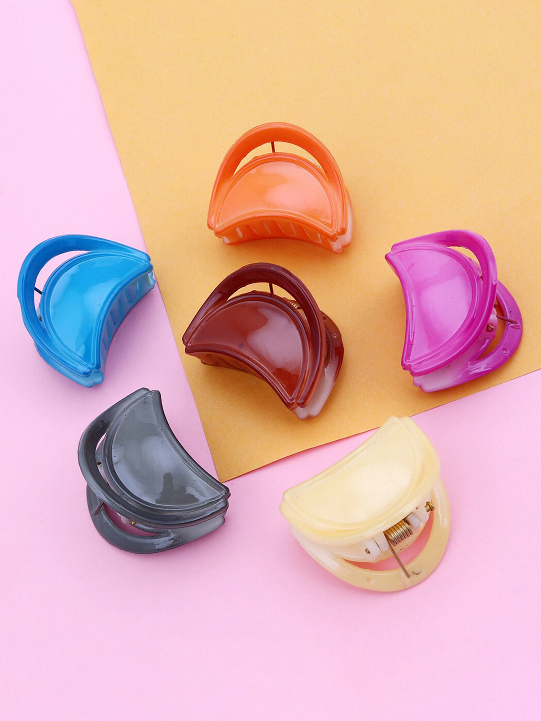 Sukkhi Women Blue & Orange Set of 6 Claw Clip