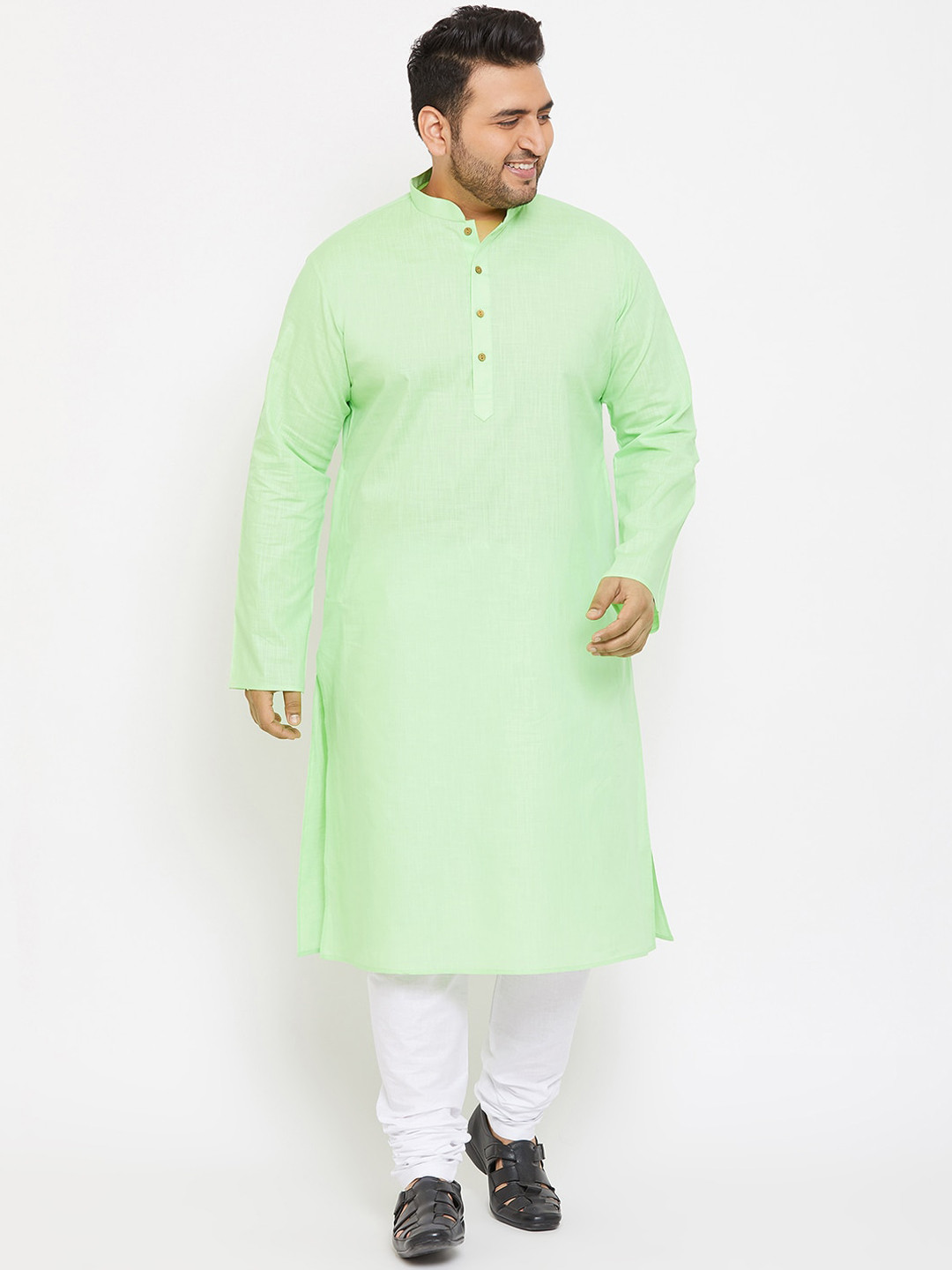 VASTRAMAY Men Green Kurta with Pyjamas