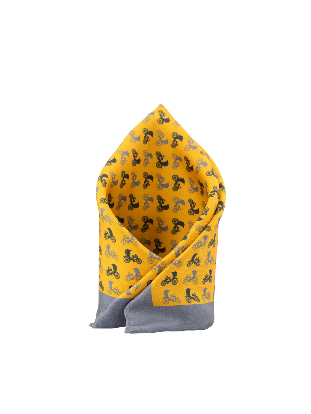 The Tie Hub Men Yellow & Grey Baggi Printed Silk Pocket Square