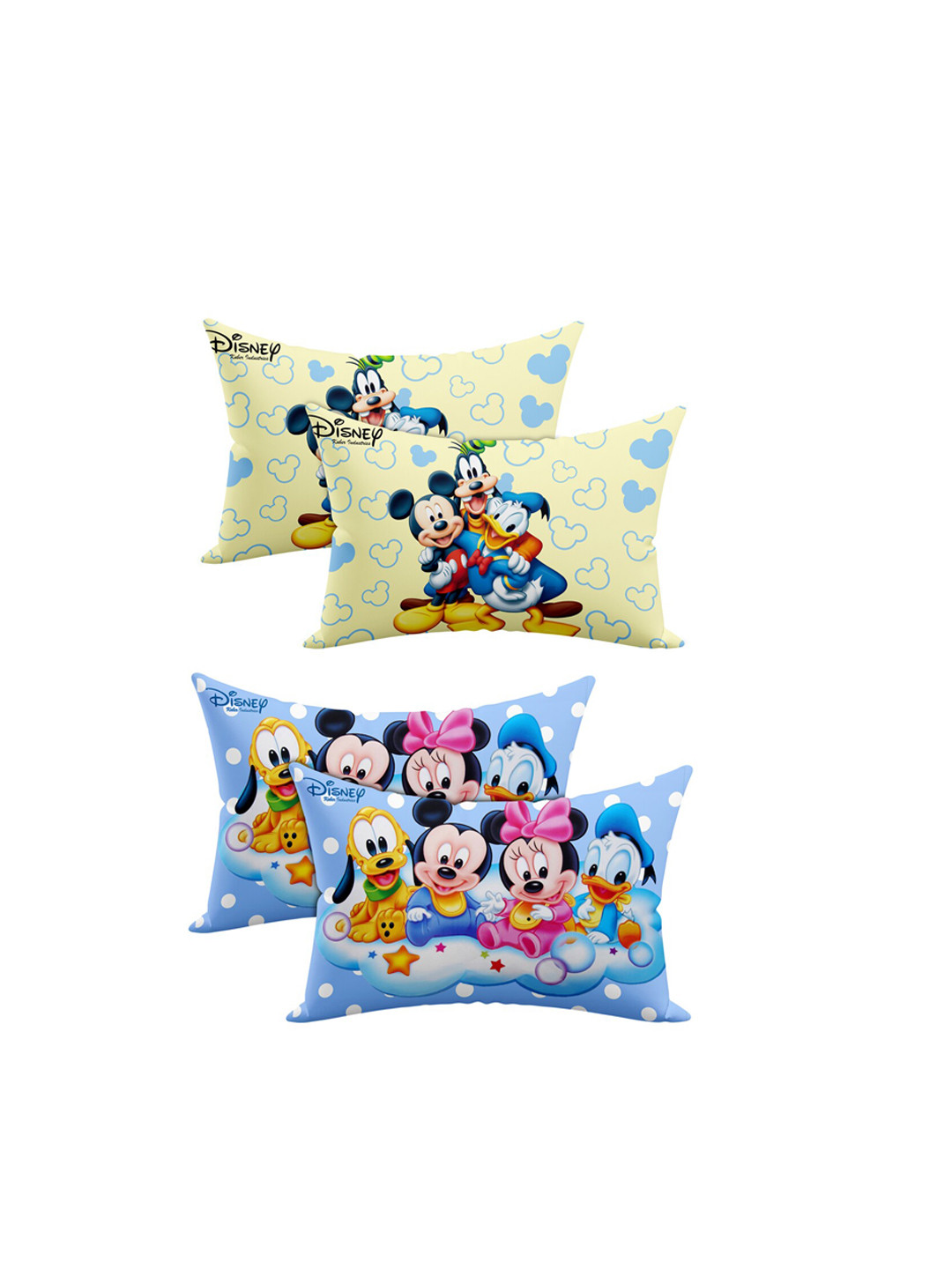 Kuber Industries Disney Multi Cartoon Characters Cotton Stain-Resistant Set of 4 Medium Fibre Baby Pillow-1 x 31 x 43 cm