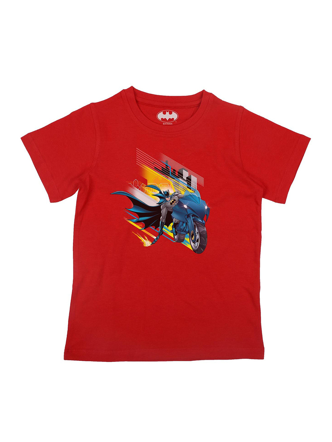 Batman Boys Red Batman Printed Applique T-shirt