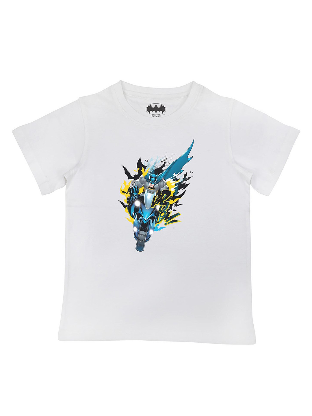 Batman Boys White Graphic Printed Henley Neck T shirt
