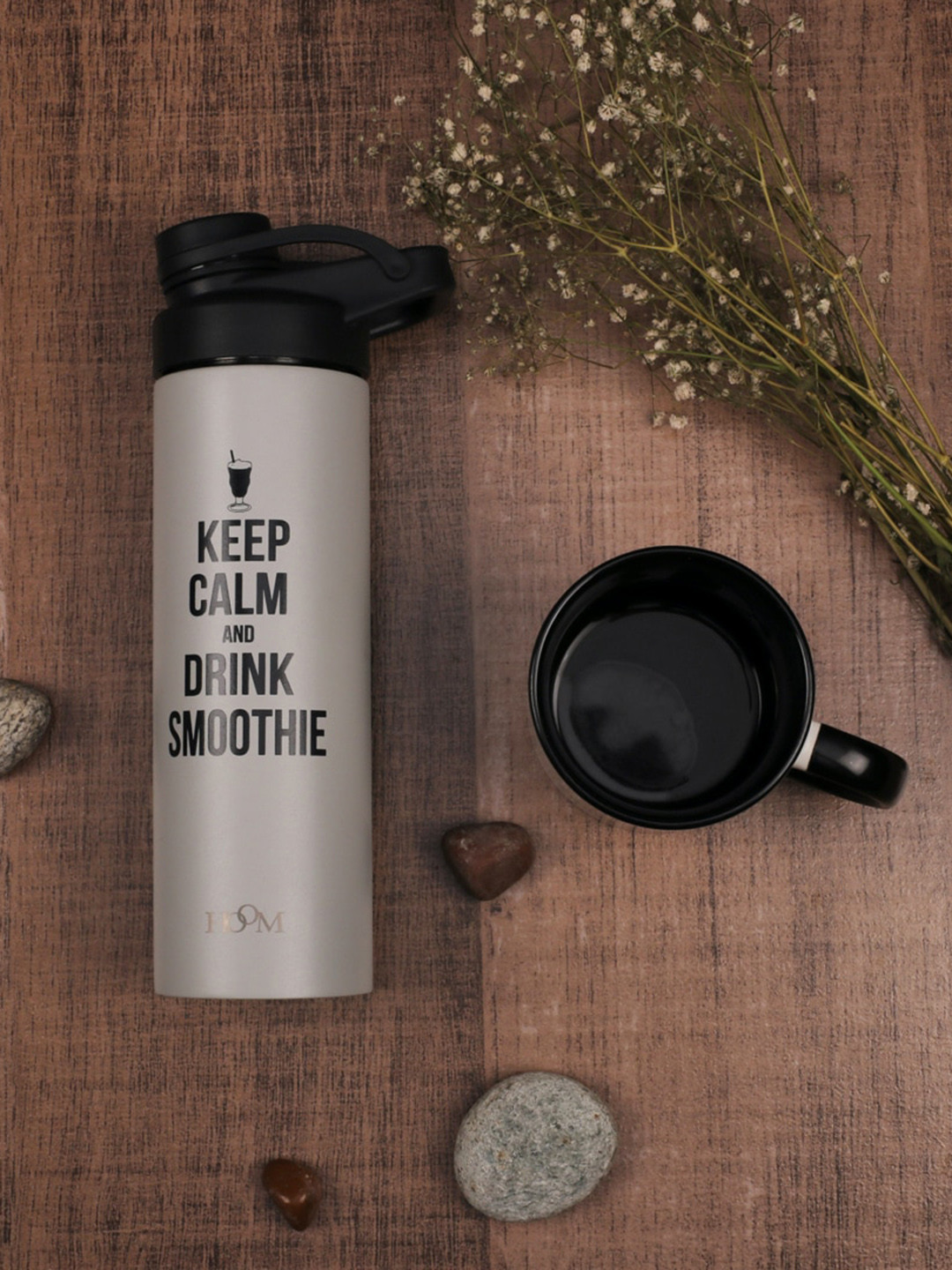 HOOM White Typography Stainless Steel Double Wall Vacuum Flask - 500ml