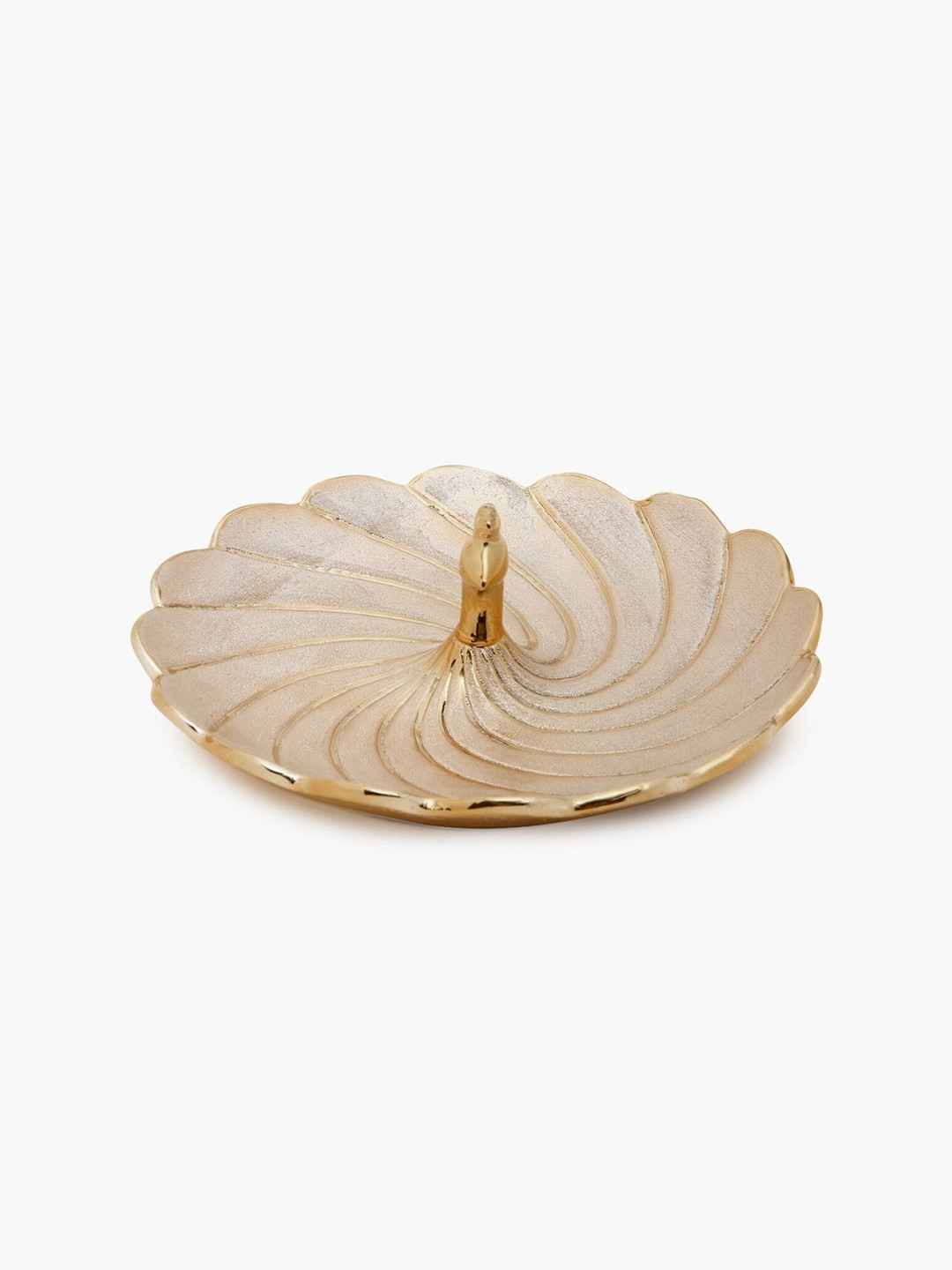 Home Centre Gold-Toned Textured Stellar Fantasy Peacock Platter