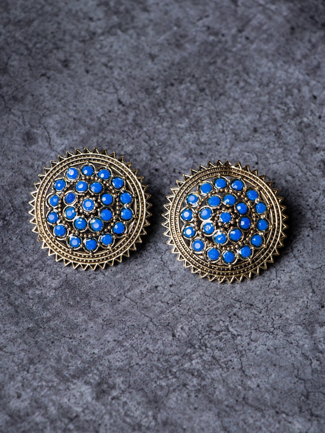 MORKANTH JEWELLERY Navy Blue Contemporary Studs Earrings