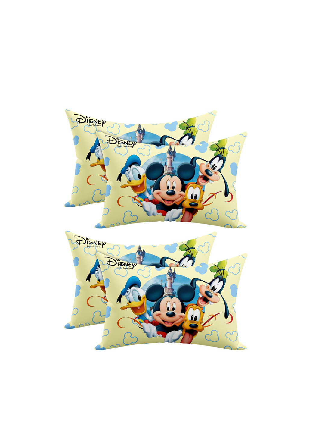 Kuber Industries Toddler Cream Cartoon Characters Cotton Stain-Resistant Set of 4 Medium Fibre Baby Pillow-1 x 20 x 30 cm