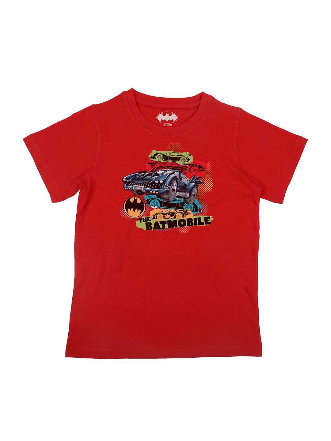 Batman Boys Red Graphic Printed Henley Neck T shirt