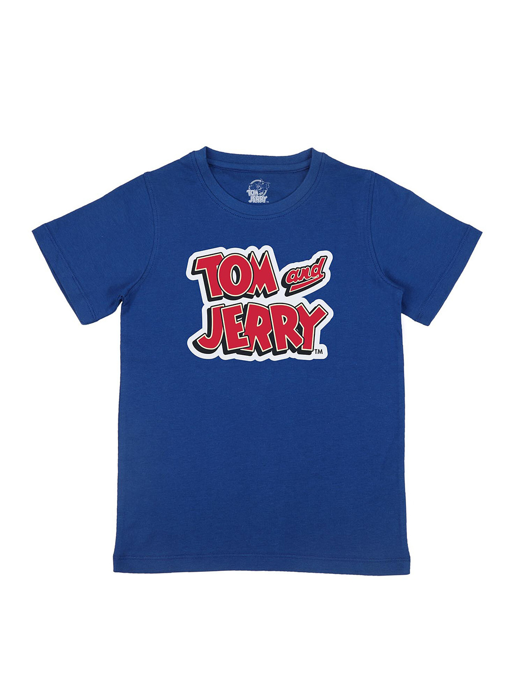 Tom  Jerry Royal Blue Character Print Boys Pure Cotton T-shirt