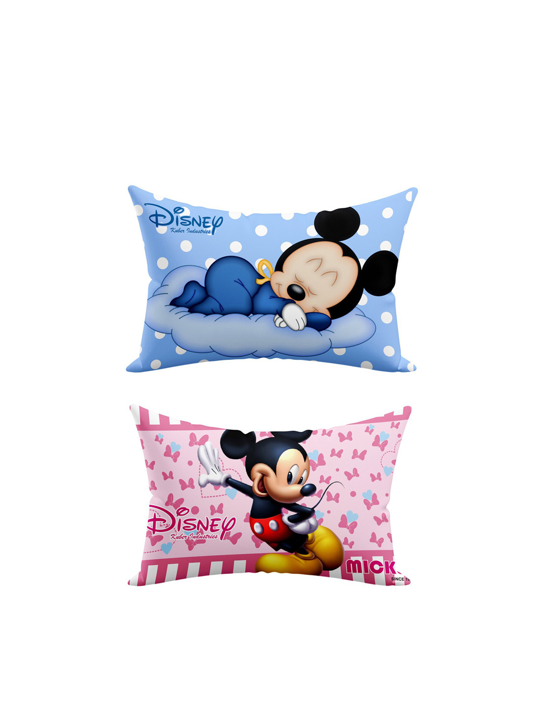 Kuber Industries Toddler Blue Cartoon Characters Cotton Stain-Resistant Set of 2 Medium Fibre Baby Pillow-45 x 30 x 10 cm