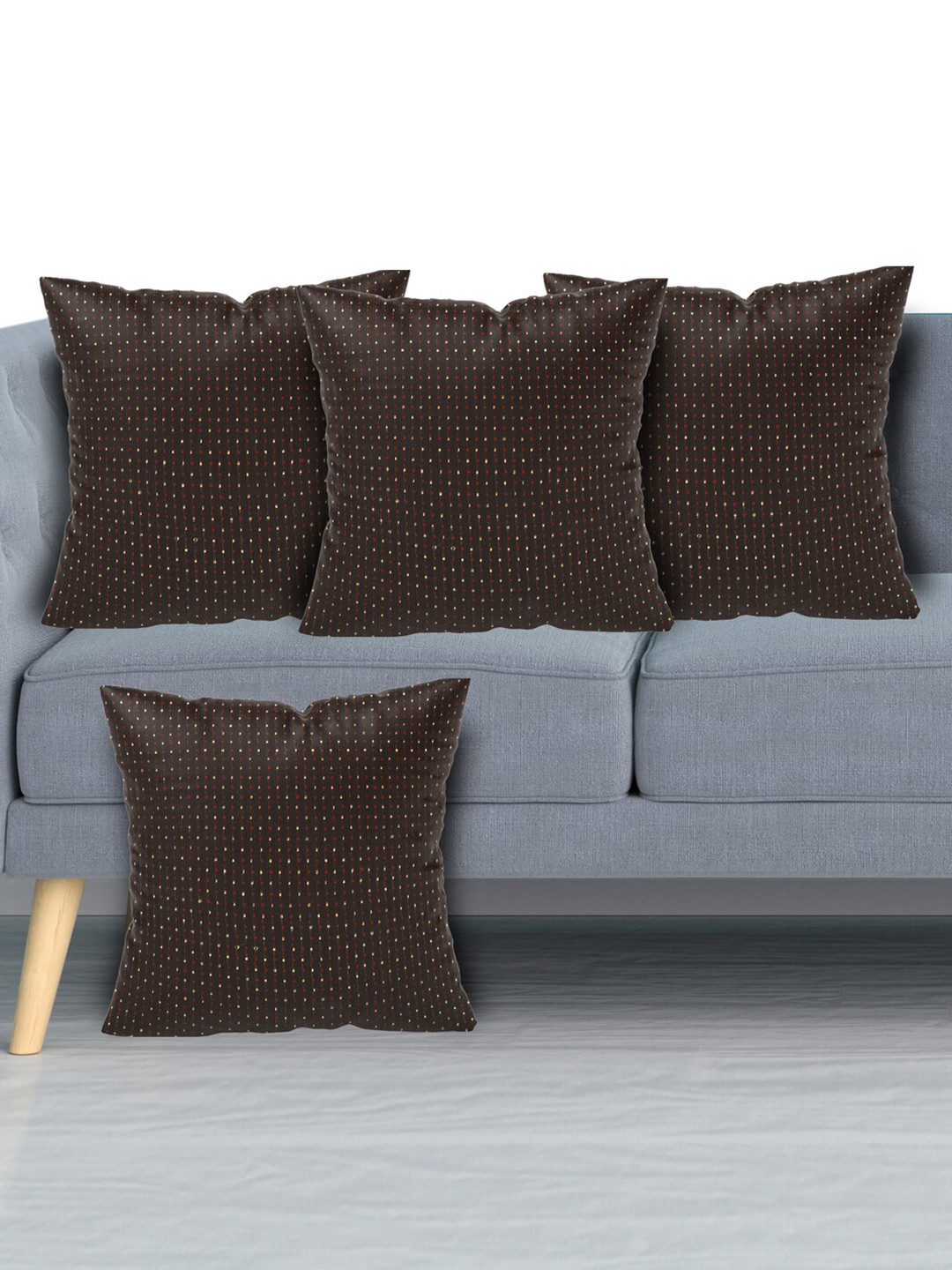 Kuber Industries Dot Geometric Velvet Durable 4 Pcs Square Cushion Covers - 15.7 x 15.7 In