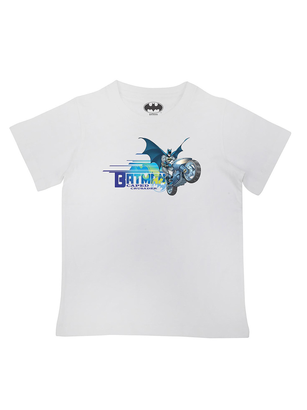 Batman Boys White Batman Printed Cotton Pure Cotton T-shirt