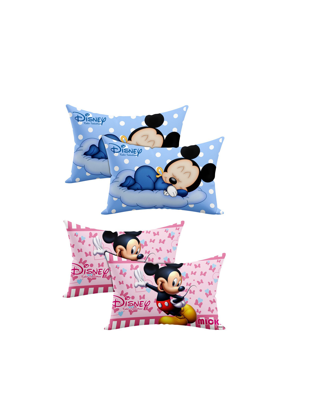 Kuber Industries Disney Blue Cartoon Characters Cotton Stain-Resistant Set of 4 Medium Fibre Baby Pillow-2 x 26 x 46 cm