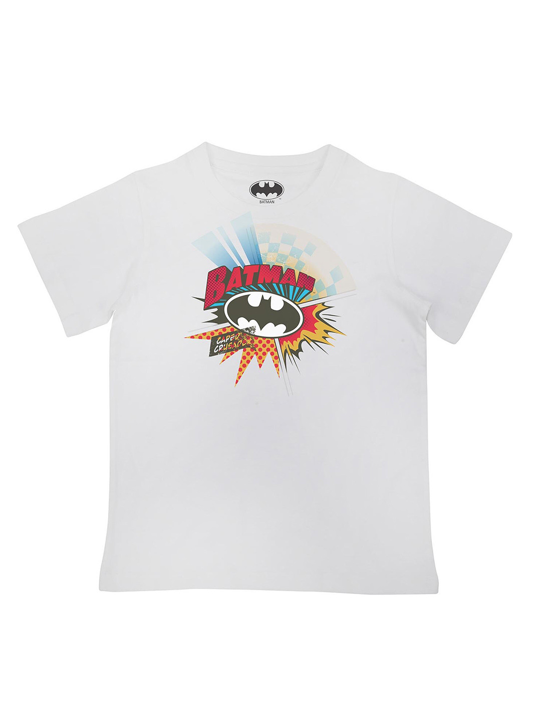 Batman Boys White  Printed Applique T-shirt