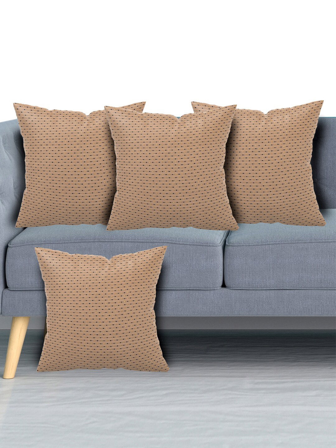 Kuber Industries Printed Velvet Durable 4 Pcs Textured Cushion Covers -16x16In