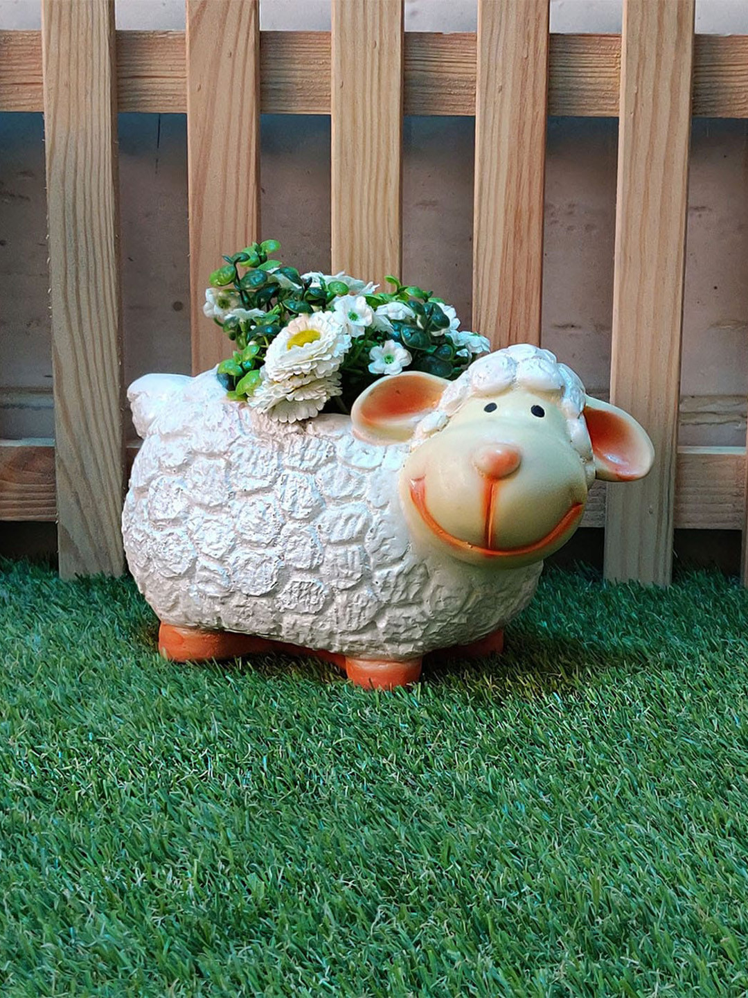 Wonderland White & Orange Sheep Planter