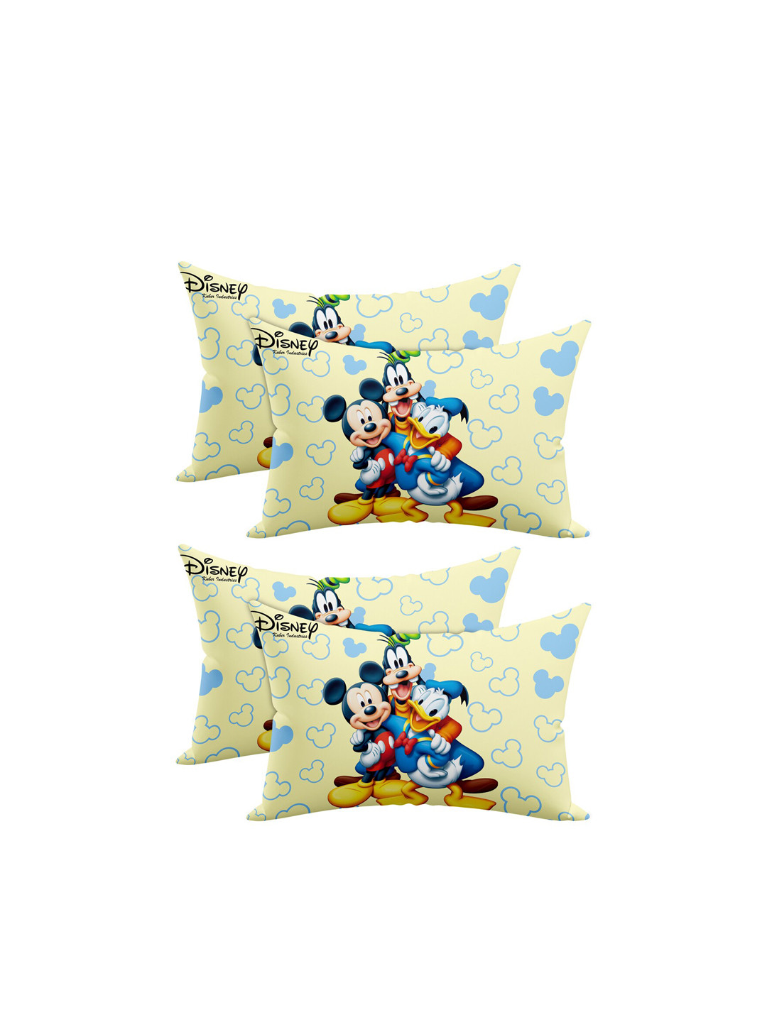 Kuber Industries Disney Cream Cartoon Characters Cotton Stain-Resistant Set of 4 Medium Fibre Baby Pillow-30 x 45 x 14 cm