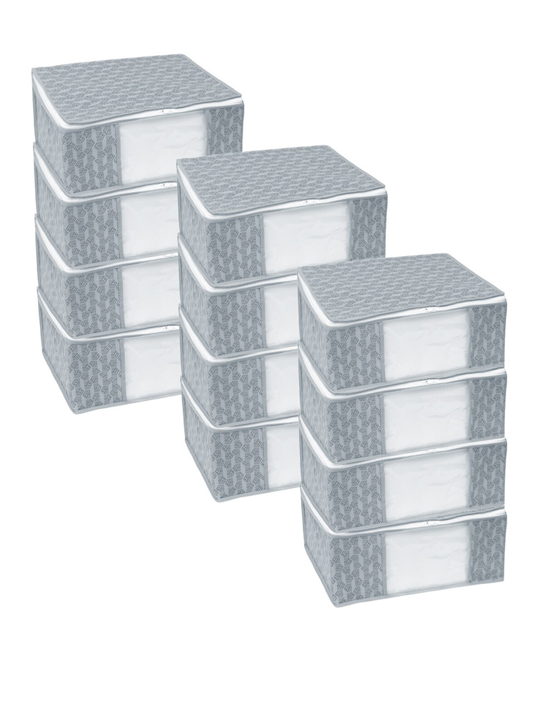 HOMESTRAP Set Of 12 Grey Printed Saree Organisers