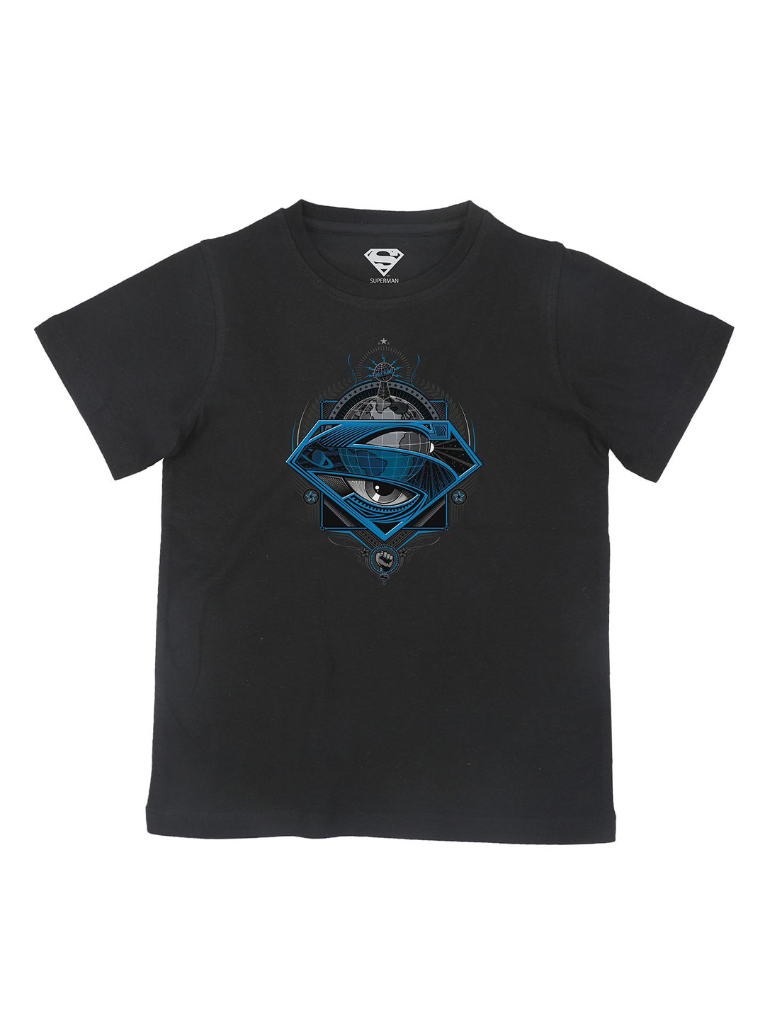 Superman Boys Black Superman Printed T-shirt