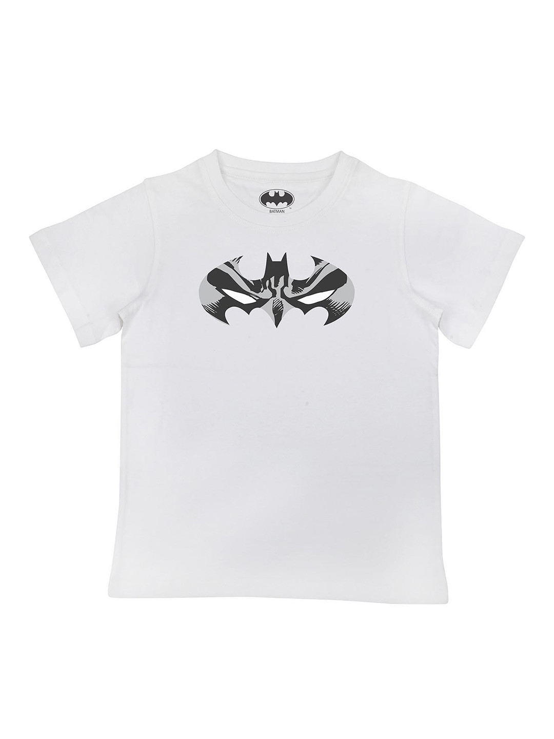 Batman Boys White Batman Graphic Printed Cotton Pure Cotton T-shirt