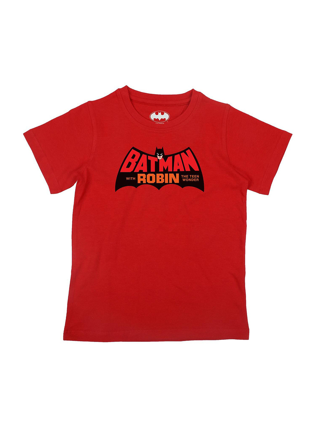Batman Boys Red Batman Graphic Printed Cototn Pure Cotton T-shirt