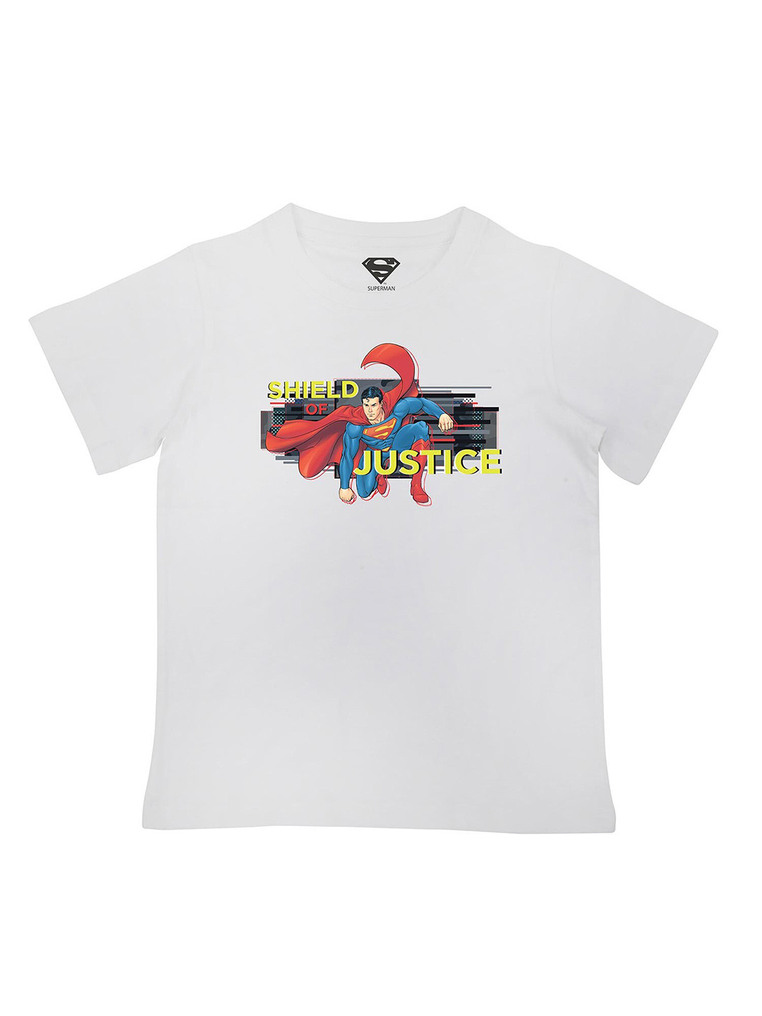 Superman Boys White Superman Printed Applique T-shirt