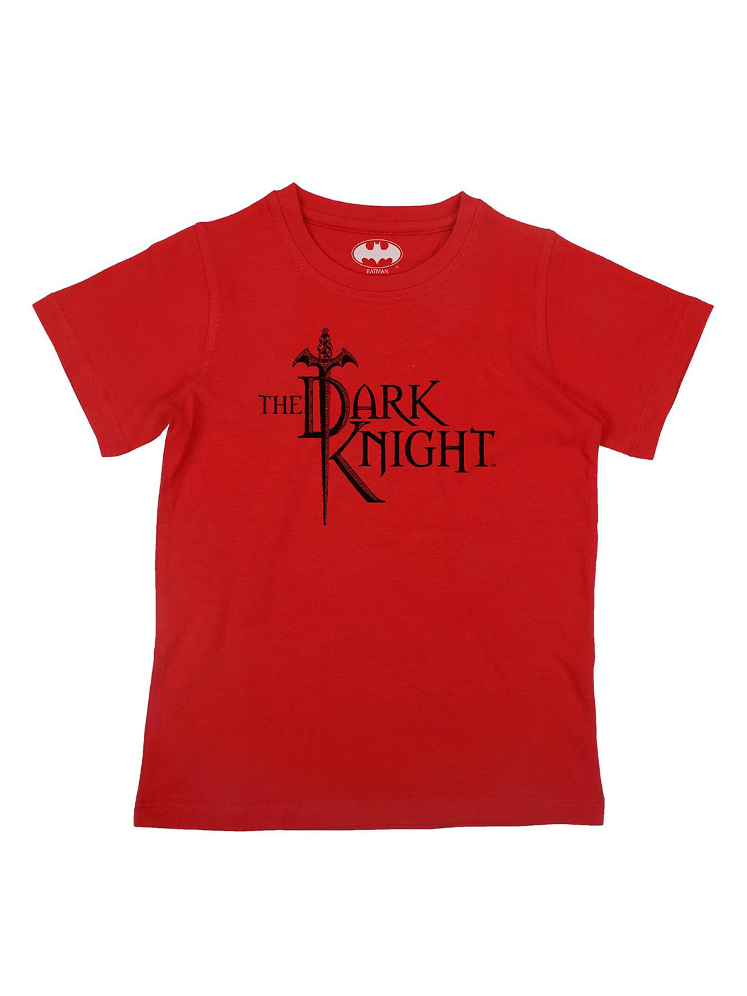 Batman Boys Red Typography Printed  Round NeckPure Cotton T-shirt