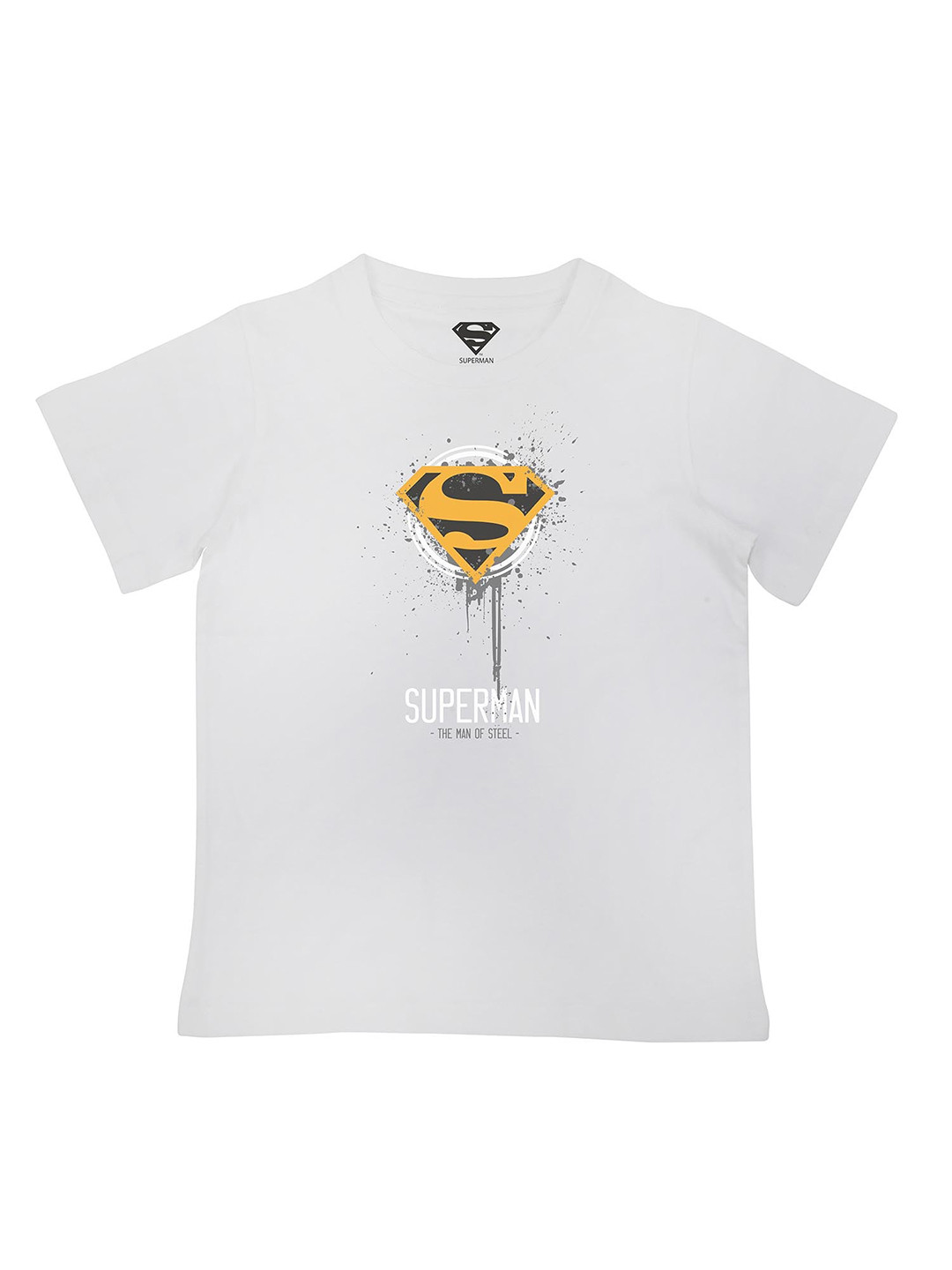 Superman Boys White Superman Printed Pure Cotton T-shirt