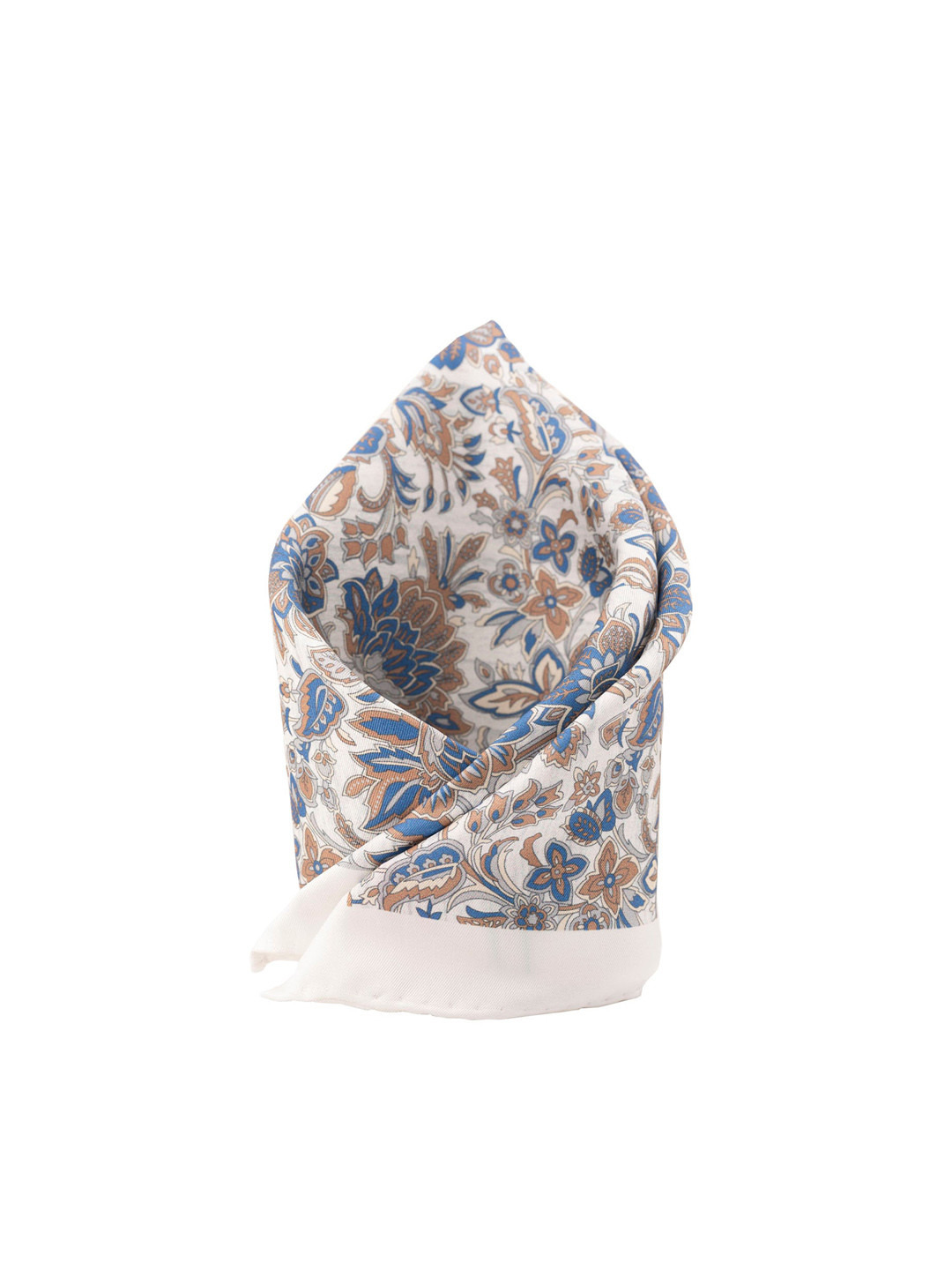 The Tie Hub Men White & Cream-Coloured Floral Printed Pocket Square