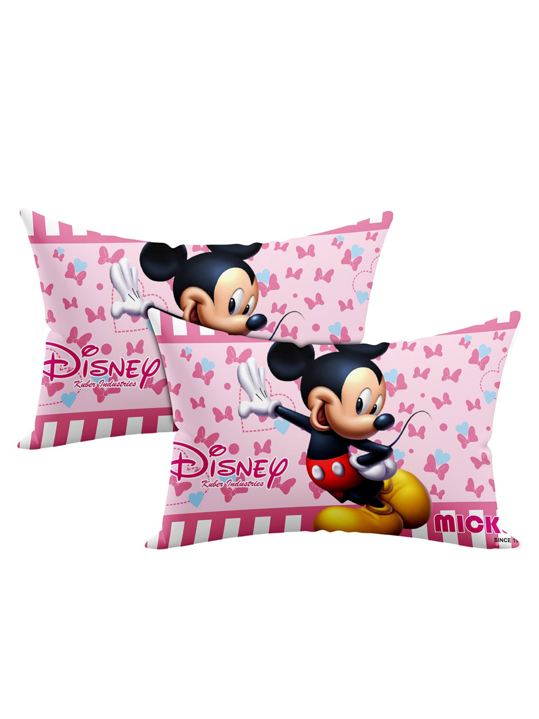 Kuber Industries Toddler Pink Cartoon Characters Cotton Stain-Resistant Set of 2 Medium Fibre Baby Pillow-1 x 20 x 30 cm