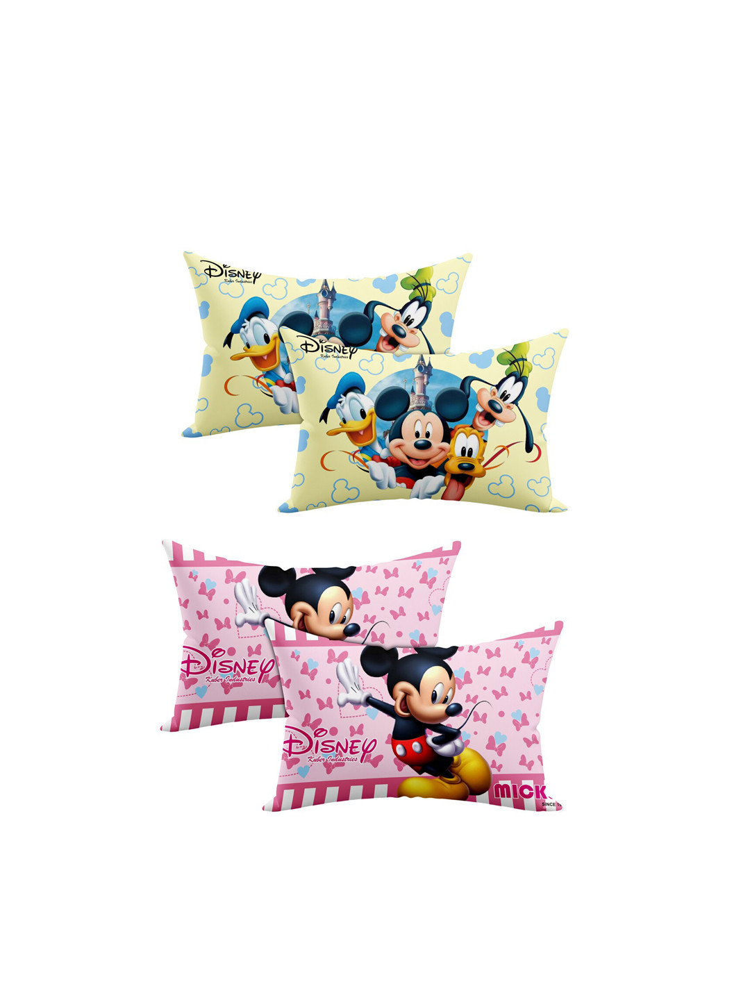 Kuber Industries Disney Cream Cartoon Characters Cotton Stain-Resistant Set of 4 Medium Fibre Baby Pillow-45 x 30 x 10 cm
